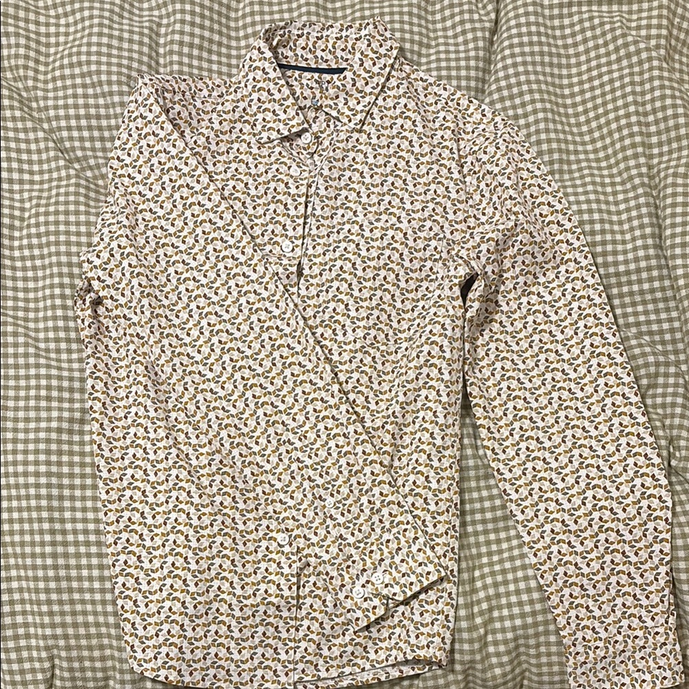 Stylish Cream Patterned Men's Shirt
